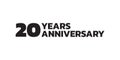 20 years anniversary logo design. 20th birthday celebration icon or badge. Vector illustration. Royalty Free Stock Photo